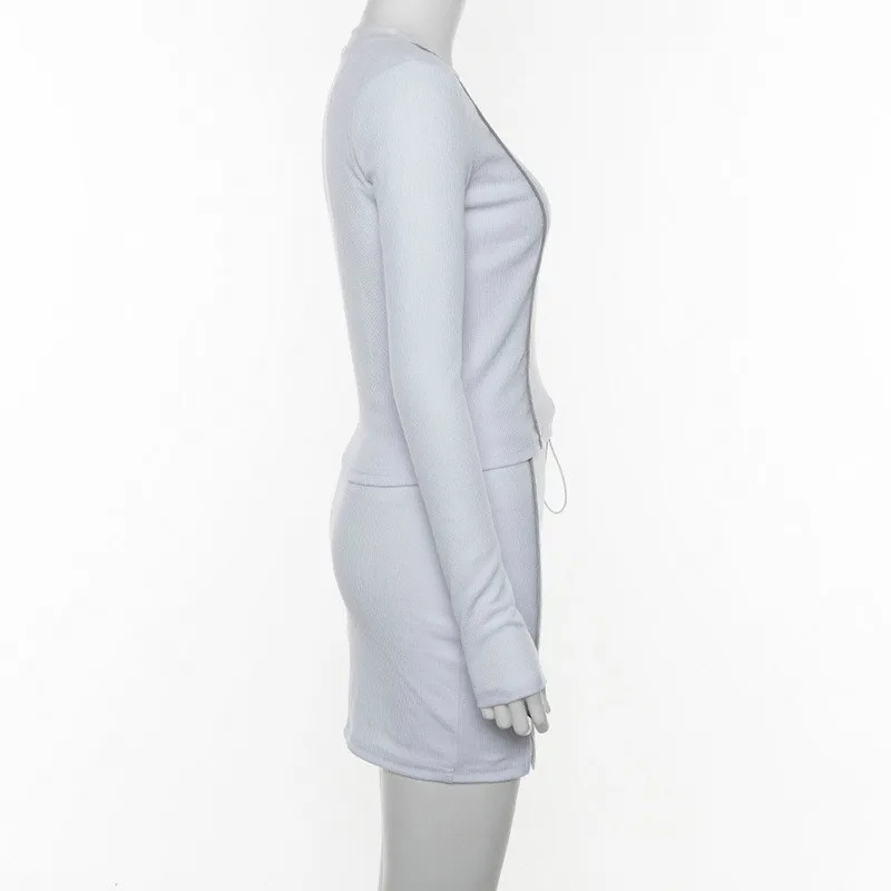 Женская Осенняя модная футболка с длинным рукавом укороченный топ юбка-карандаш