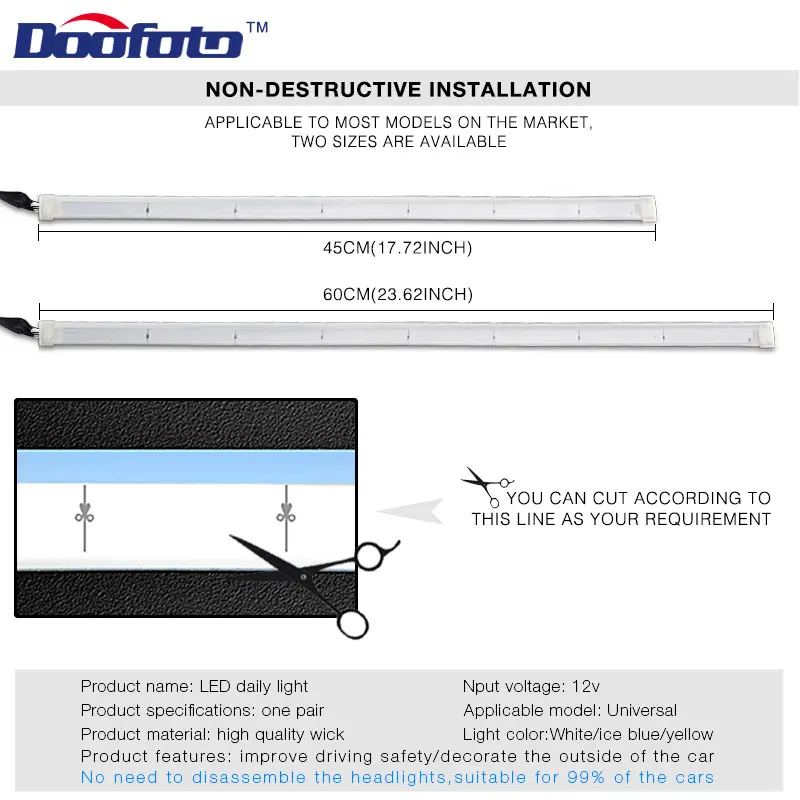 Doofoto DRL LED Daytime Running Light Turn Signal Controller Flexible Headlight Strip Car Accessories Waterproof Universal | Автомобили и