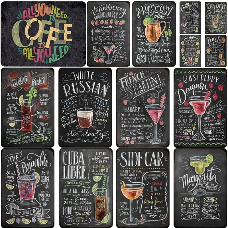 

Ashou Decor Kitchen Sign Restaurant Wall Decor Art Posters Tin Metal Plate Plaque Decoration Iron Painting Bar Club Accessories