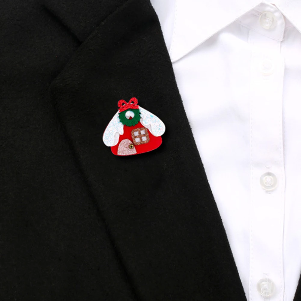 Милый Рождественский корсаж домик форма брошь булавка ювелирное изделие для
