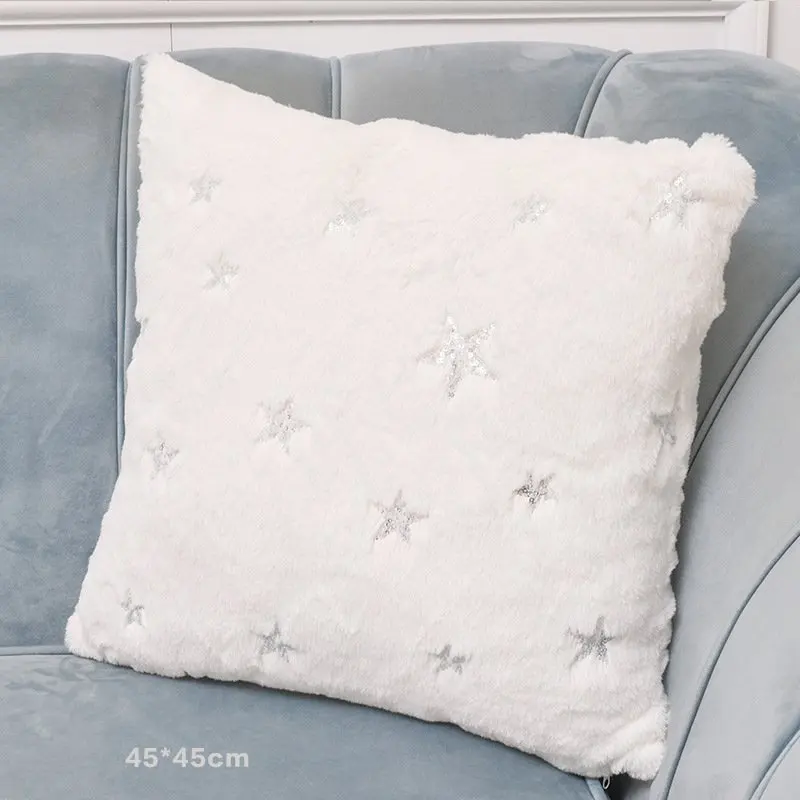 Christmas Plush Pillowcase Snowflake Pattern Sequins Decorations 45*45CM Creative European Style Household Soft Cushion Covers | Дом и сад