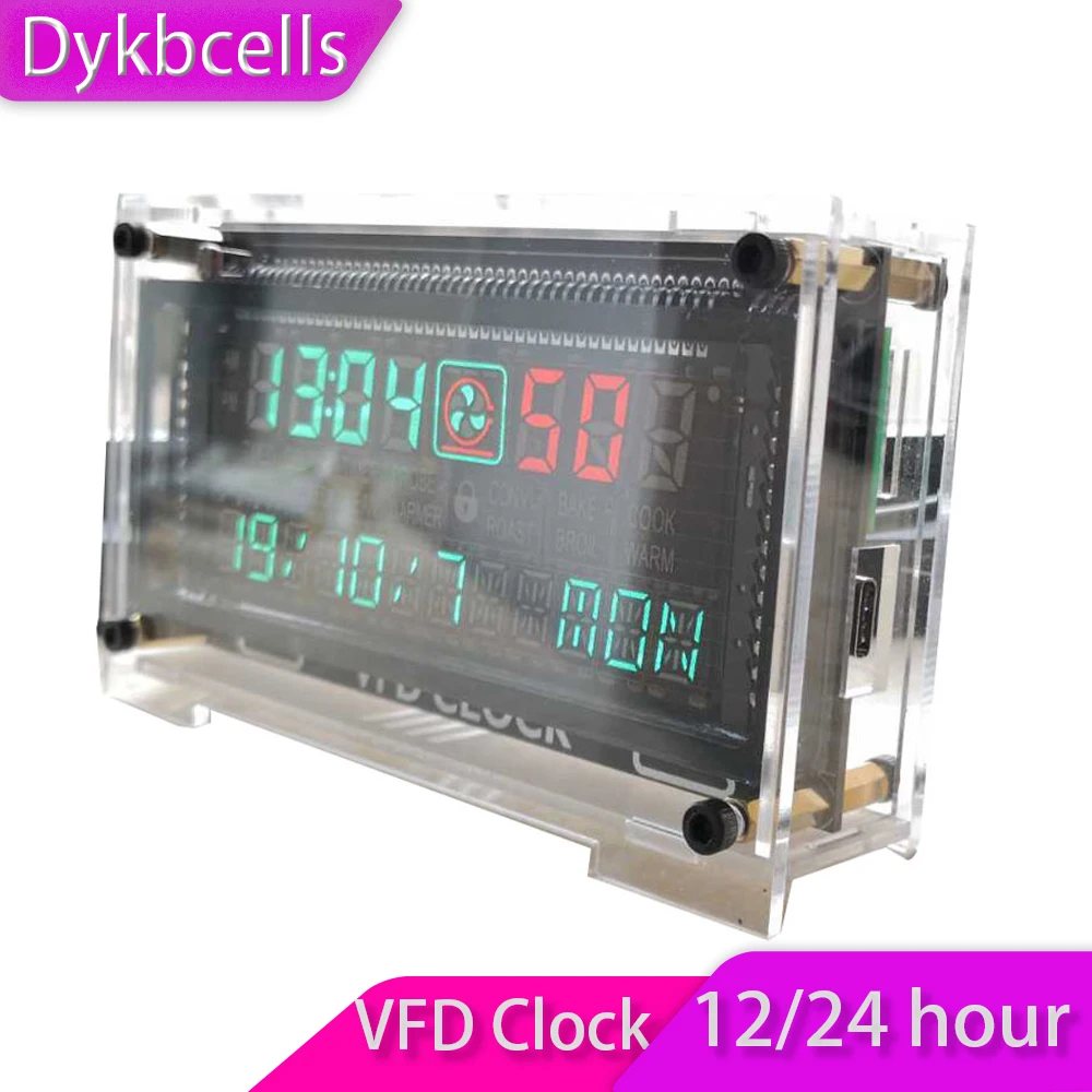 

Dykbcells Desktop VFD VFD Digital LED Clock Creative Home Clock Ambient Light VFD screen 12/ 24-hour minute / second /day / week