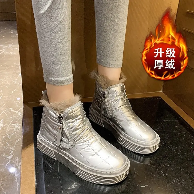 

Flat shoes women boots winter new style short boots women's tide British style plus velvet zipper shoes fashion boots X690