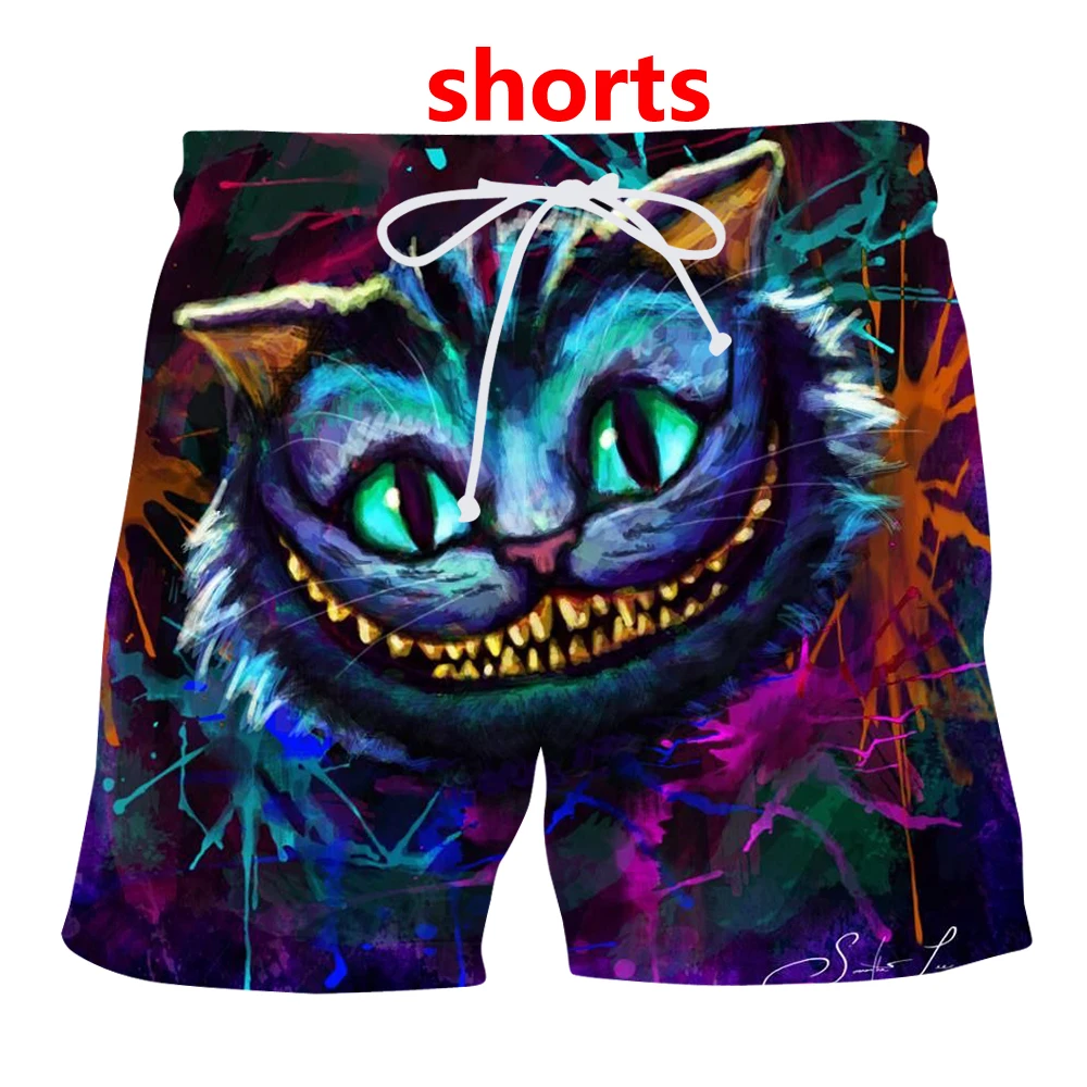 Футболка с 3d принтом Чеширского кота/толстовки/брюки модный мужской Харадзюку