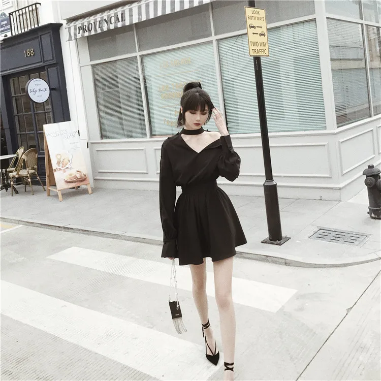 Ruibbit/Новое поступление хит продаж новое весенне осеннее черное платье в стиле