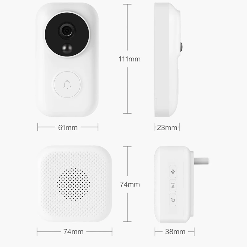 Xiao mi Zero AI распознавание лица 720P ночное видение видео набор дверных звонков mi Smart Home APP Обнаружение движения длительное время ожидания US Plug