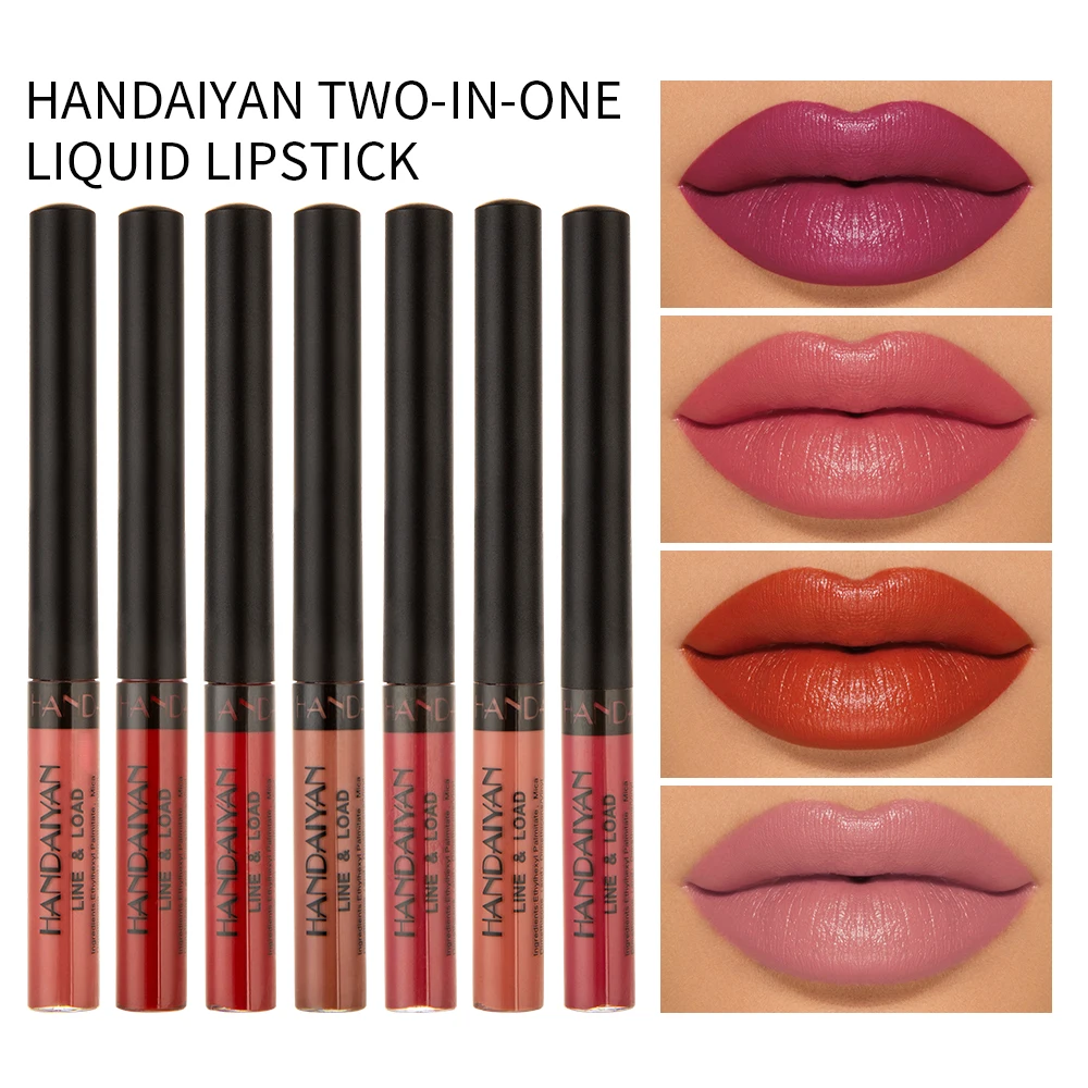 Handaiyan matte lipliner pencil 12 colors sexy red nude multifunction lip waterproof long lasting liquid lipstick HF150 | Красота и