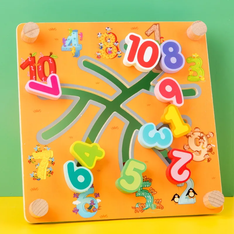 Number Детские игрушки Деревянные Монтессори головоломки/ручной захват доска набор образовательных деревянных игрушек ходить лабиринт/морской номер головоломка ребенок - Цвет: Number
