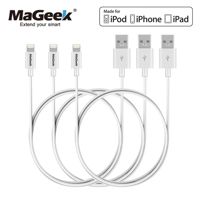 MaGeek® [Pack de 3] 1.0m de Apple MFi Certificado Lightning para el...