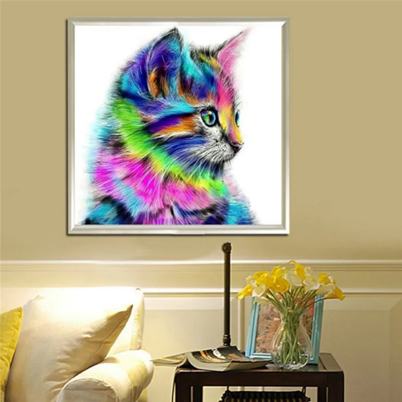 Красочная белка кошка мозаика вышивка животное крестом Рукоделие Ремесло