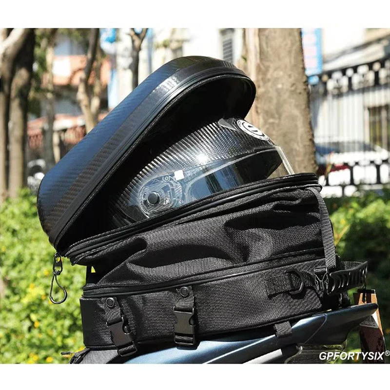 

Universal Motorcycle Tail Bag Back Seat Bag Rear Pack Backseat Pack Backpack Saddle Bag Kit Helmet Bag Waterproof ABS PVC Oxford
