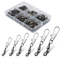 100pcsbox 6 size swivel fishing connector snap pin rolling fishing lure tackle alloy fishing gear fish tool fishing accessories