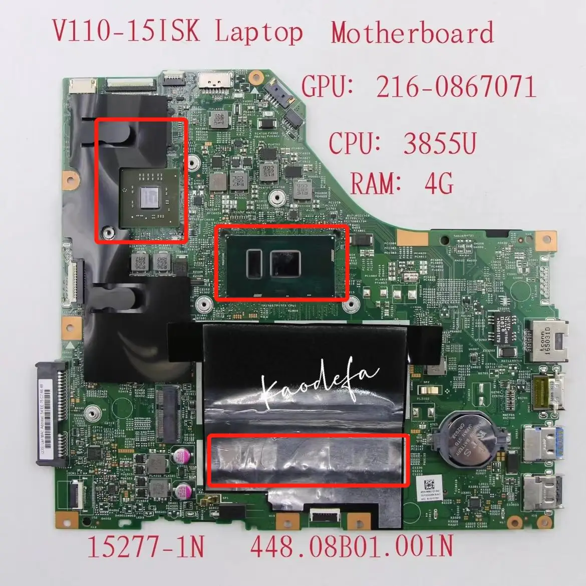 

15277-1N для Lenovo ThinkPad V110-15ISK материнская плата для ноутбука CPU:3855U GPU:216-0867071 RAM:4G DDR4 FRU:5B20L78369