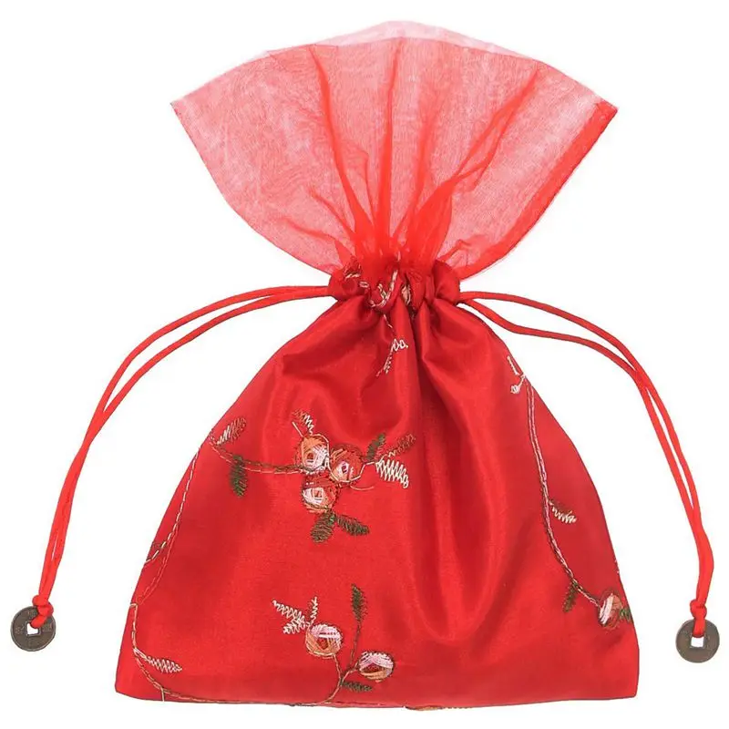 5 шт 6X9 дюймов парчовый мешочек для украшений из органзы подарочные пакеты на