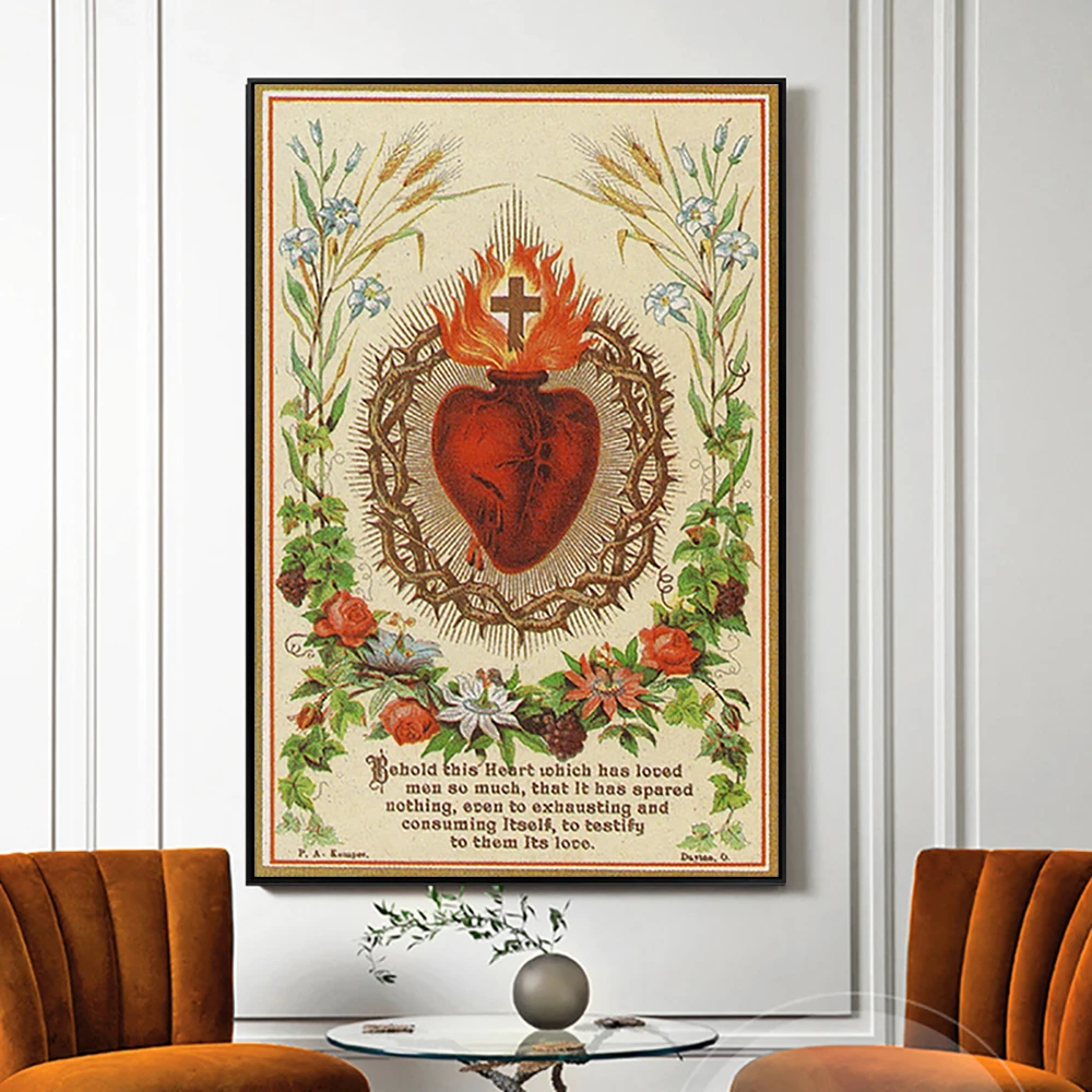 Canvas Painting Sacred Heart of Jesus Poster and Print Nordic Wall Art Picture for Living Room Home Decor Cuadros