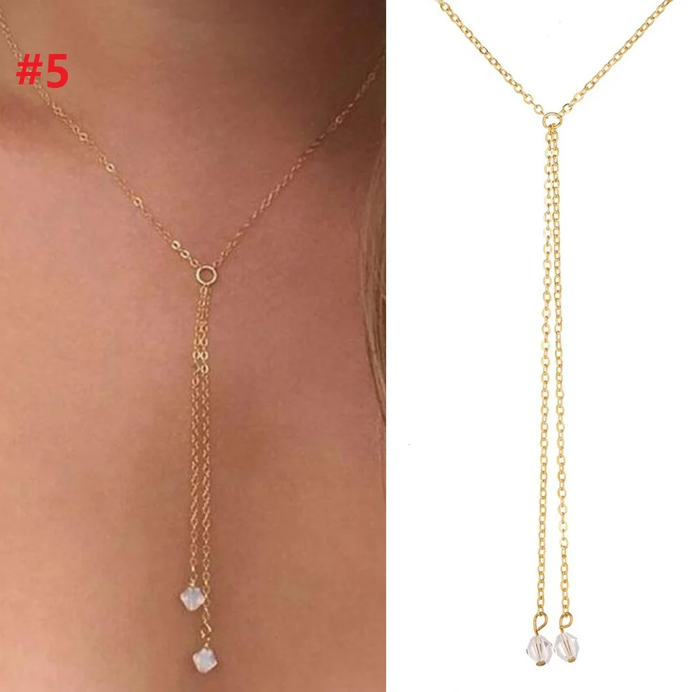 Простые Модные женские ожерелья с подвеской металлические длинные цепочки чокер