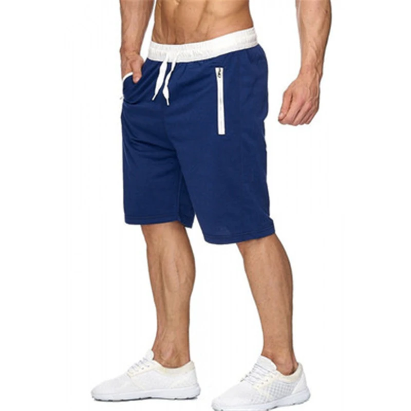 New Summer Men's Zipper Shorts Beach Pants Casual Large Size Cotton Solid Color Shorts Five Points Sports Pants Trend 8 Colors