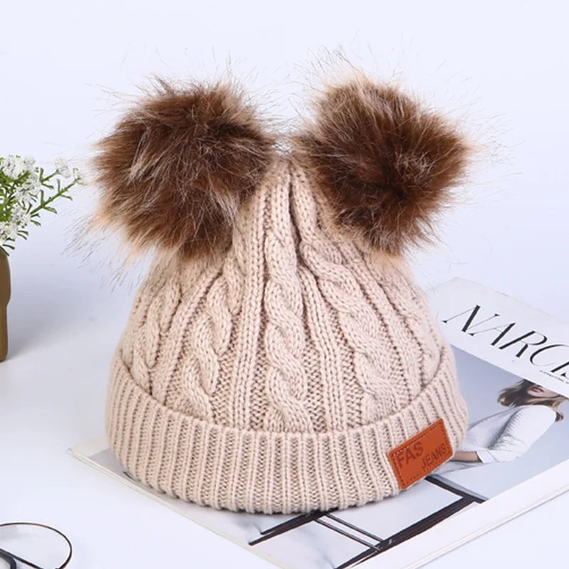 Детская шапка с помпоном зимняя вязаная Милая для девочек и мальчиков