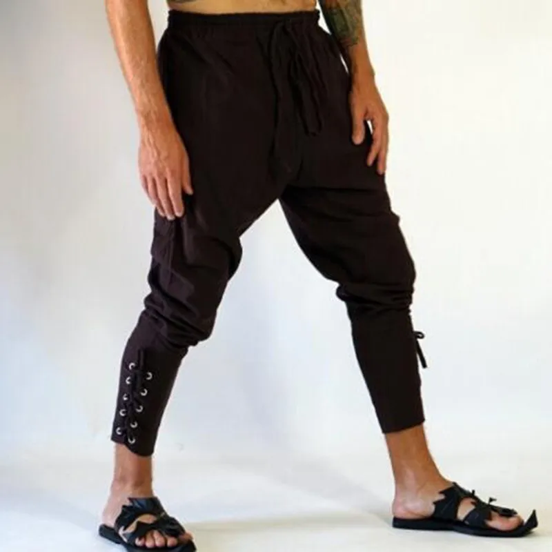 Pantalones de pirata para hombre, Cosplay Vikingo, pantalones góticos medievales renacentistas, disfraz de pirata, talla grande 5XL