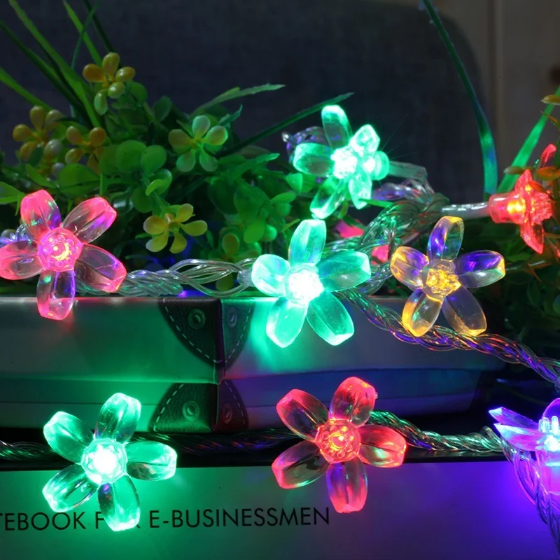 

10/20Led Cherry Blossom Garland Fairy Lights Wedding Garden Decoration Outdoor Garland Led Lights String Christmas Decor Light