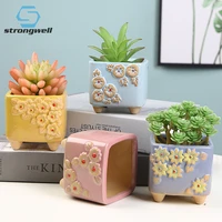 strongwell home office decor flower pot creative hand painted floret succulents potted bonsai fairy gardendecoration planter