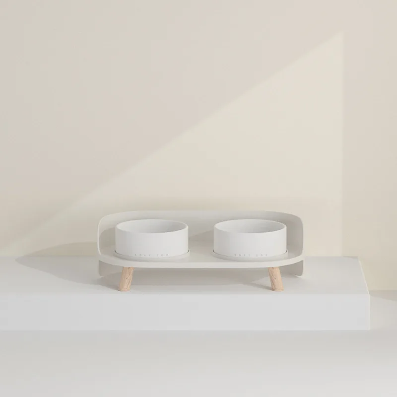 

Softzoom fluid animal table cat bowl half moon Double Bowl Ceramic neck protection and anti black Chin