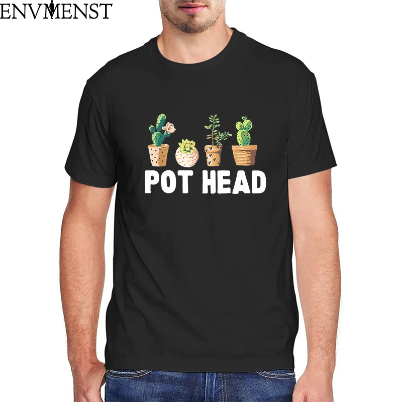 

Funny cactus t shirt cotton Pot Head tshirt men tops Gardener Succulent Garden unisex clothes streetwear casual mens tees 3xl