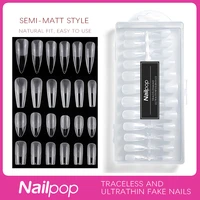 nailpop nail tips semi matt press on nails coffin tips full cover false nails almond nail art boxed fake nails 576600pcs