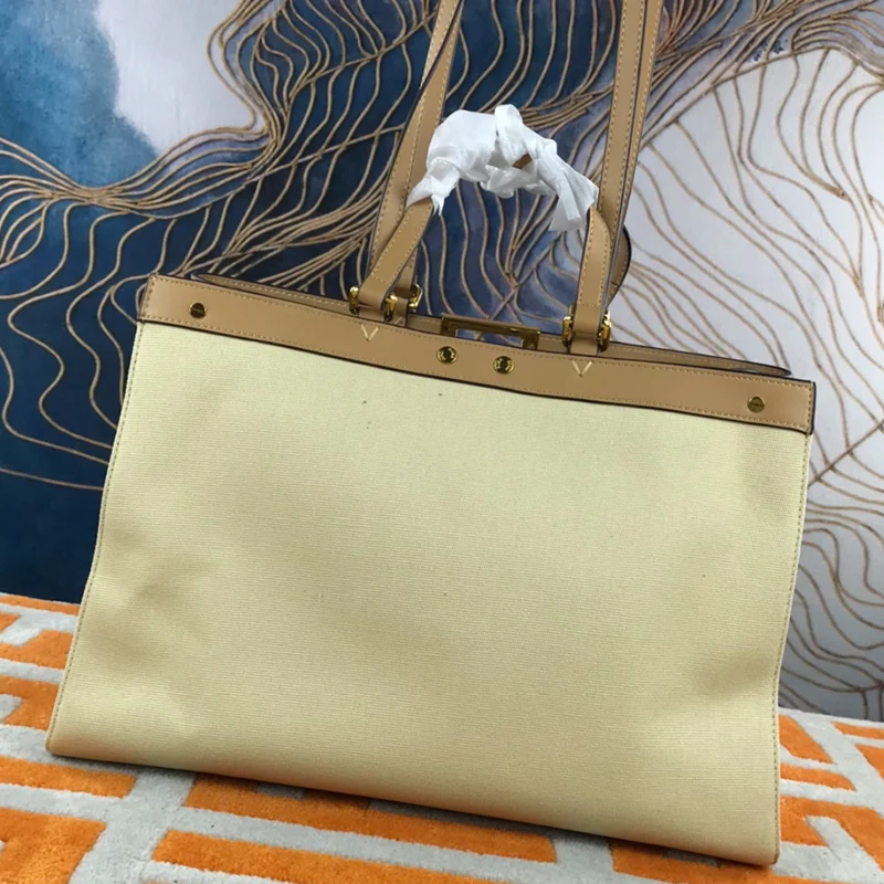 

Retro Contrasting Leather Embroidery Letter Canvas Large Capacity Handbag Ladies New Shopping Bag Fashion Underarm Shoulder Bag