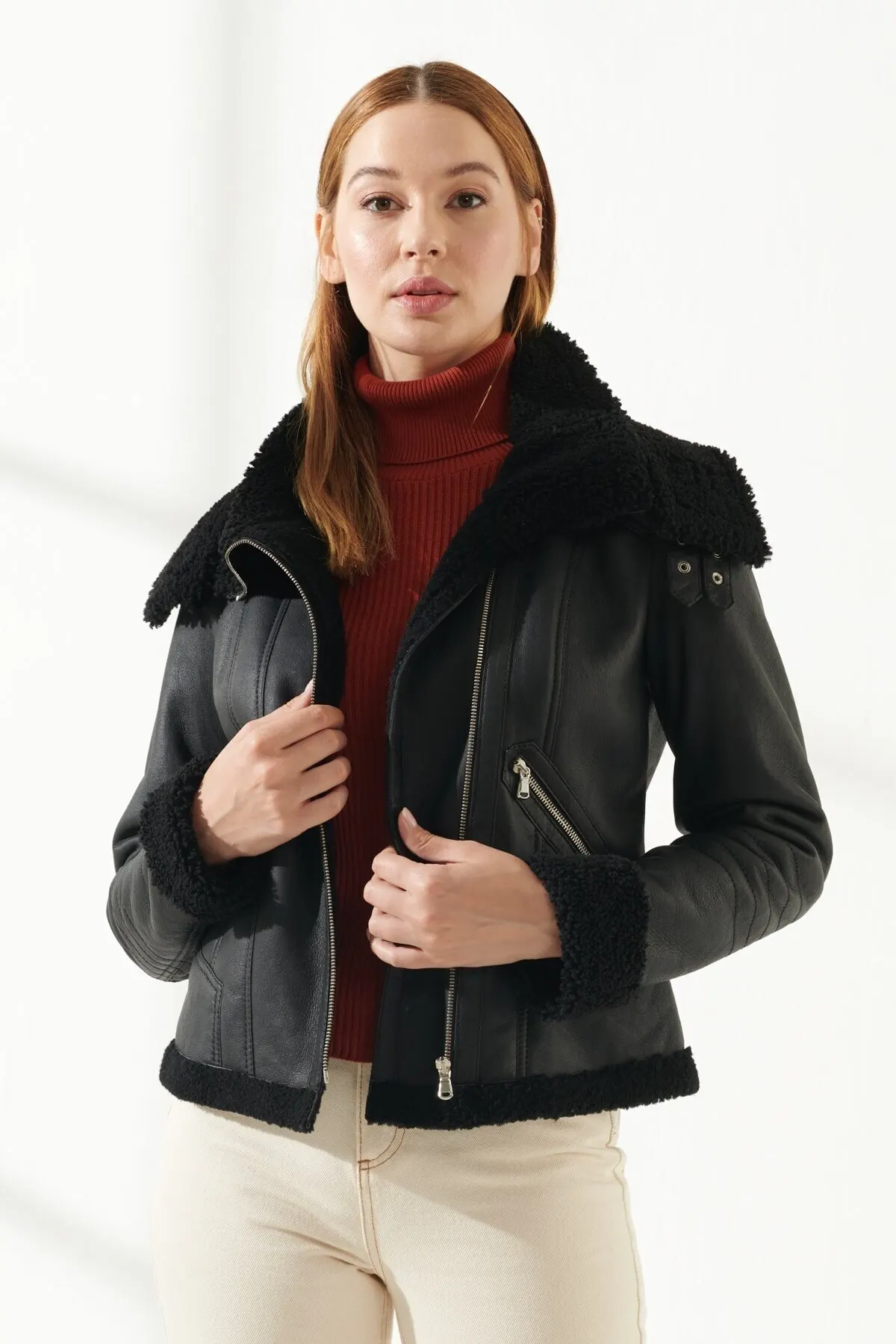 Winterisation Women Woolen Leather Jackets Genuine Sheepskin Coat Keeps Warm New Year Fashion Biker Coat Turkiyede Produced