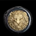 Креативное мужское кольцо золотая голова льва в стиле стимпанк, в стиле ретро, хип-хоп, ювелирные украшения для вечеринок, аксессуары в готическом стиле