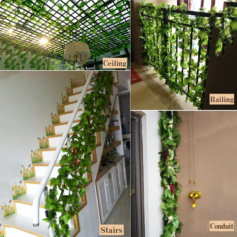Подвесные искусственные зеленые листья растения плющ лоза листва шелковая