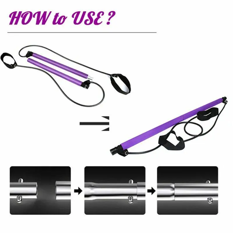 Фитнес складной Пилатес бар набор с сопротивлением группы палка для упражнения