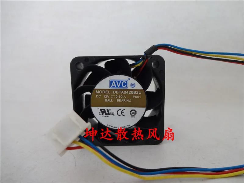 

AVC DBTA0420B2U P001 DC 12V 0.50A 40x40x20mm 4-Wire Server Cooling Fan