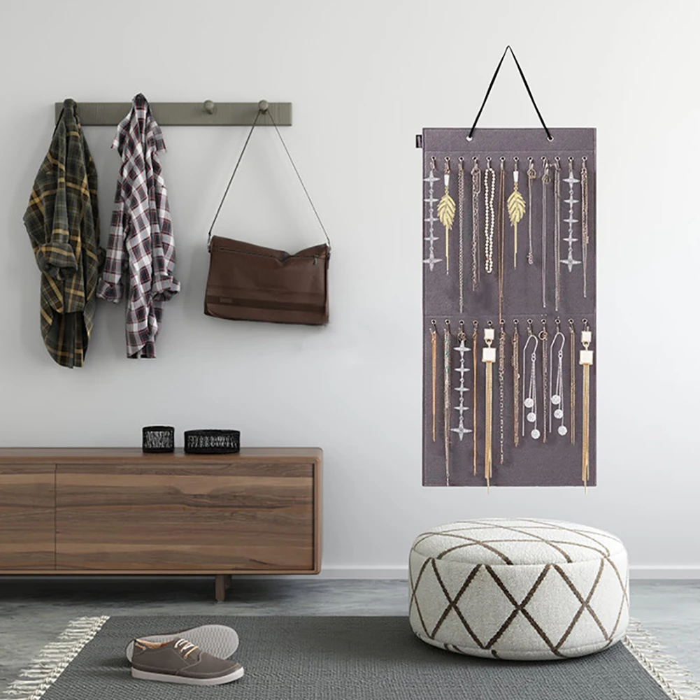 

Multifuncti Foldable Bag Wall Mounted Organizes Box Hanging Jewelry Organizer Display Earring Rings Bracelets Storage Bag Hanger