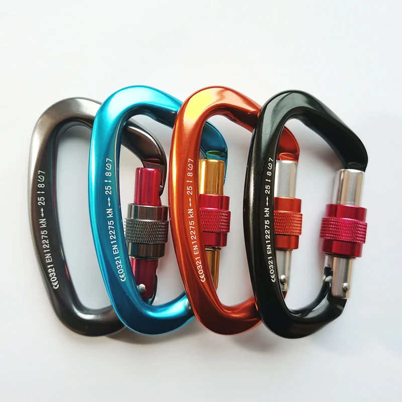 

4pcs Professional Climbing Carabiner 25KN D Shape Climbing Buckle Lock Safety Lock Outdoor Climbing Equipment Accessories