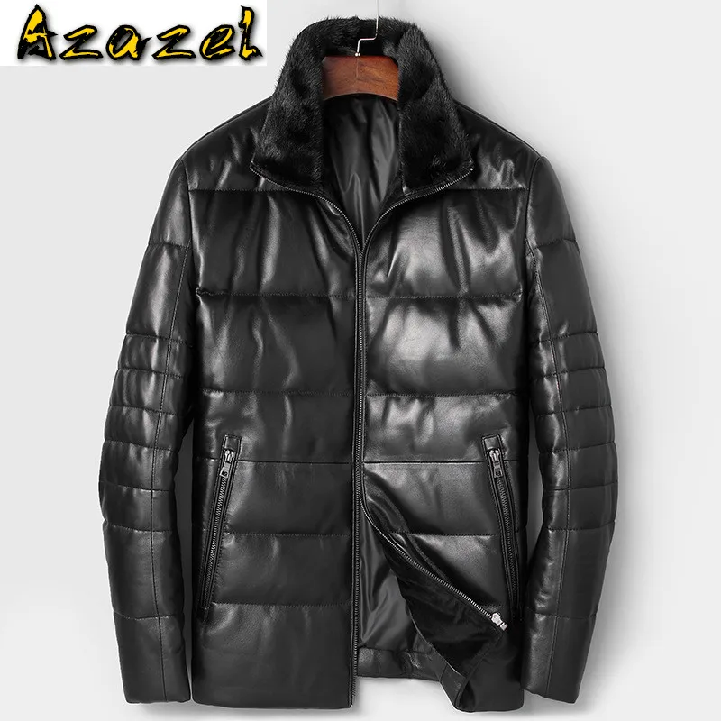 

Куртка Azazel мужская из натуральной кожи, теплый пуховик из овчины, с воротником из меха норки, из хлопка, кожаная верхняя одежда, 81C3165, зима