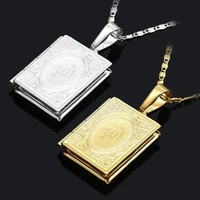 free shipping fashion square photo box storage box pendant necklace for couples religious beliefs commemorative amulet jewelry