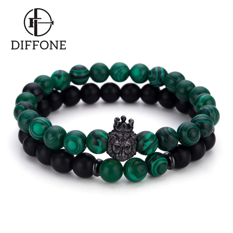 Мужской и женский браслет Diffone 2 шт./компл. пара браслетов King Lion матовые бусы из