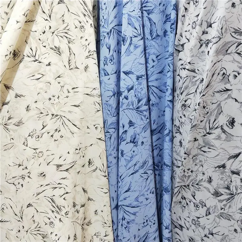 

Chinese ink painting printing micro elastic chiffon fabric plain clothing fabrics Han dress fabric by the yard