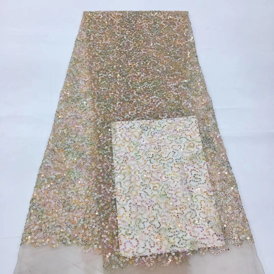 

Nigeria sequin embroidery lace fabric 2020 high-quality lace African French lace fabric ladies dress XX3695