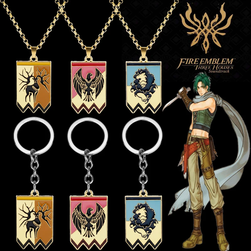 

Cosplay Necklace Game Fire Emblem Three Houses Badge Pendant Necklace Lion Deer Hawk Shape On Tag Jewelry Cute Gifts for Friends
