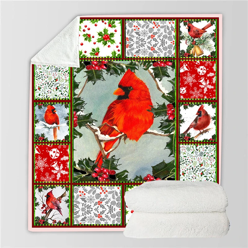 Одеяло из шерпы с 3D рисунком Красной птицы в стиле аниме для дивана Фланелевое