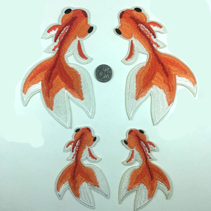 

1 шт. вышитая Золотая рыбка, искусственное украшение одежды, железная самодельная одежда, вышивка, значки, пэчворк