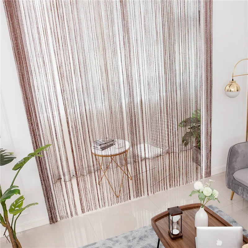 Topfinel Solid Color String Curtain Valance Tassel Line Curtains for Living Room Window Door Divider Drape Decor 300X260cm | Дом и сад