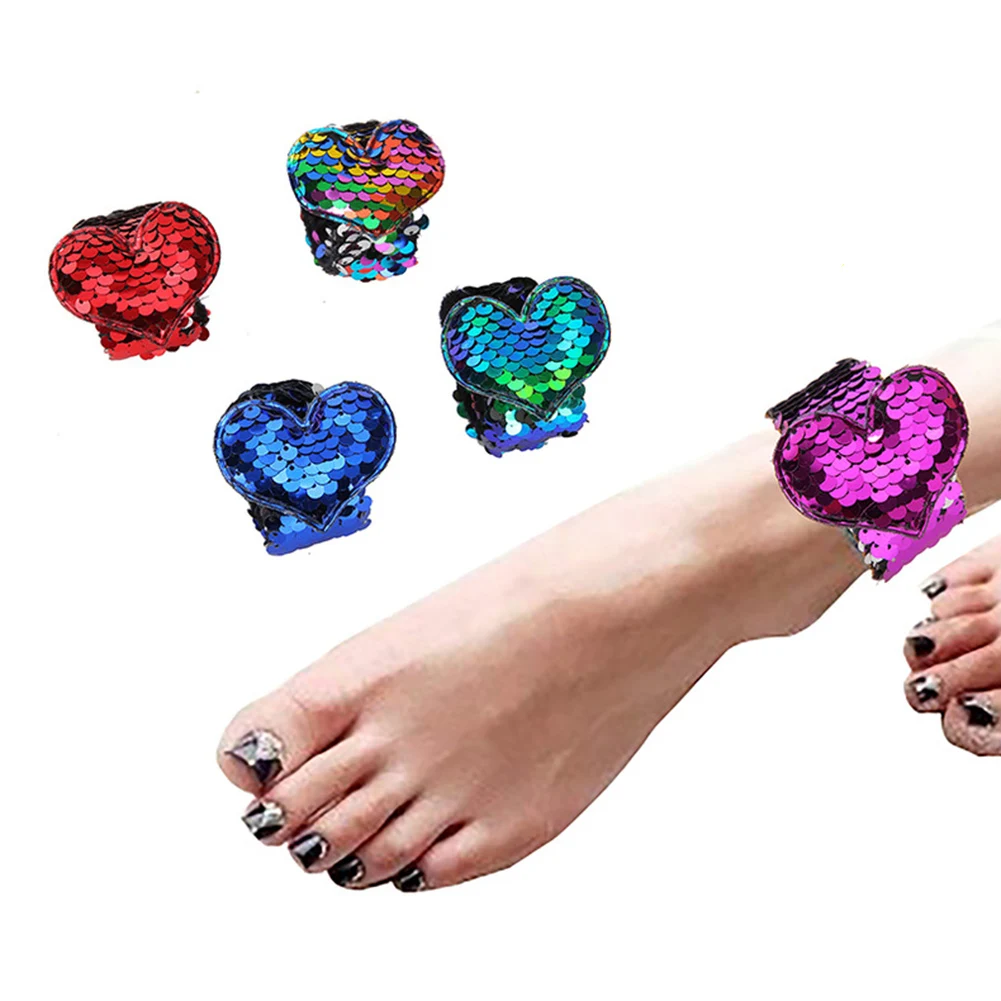 

12Pcs Kids Star Heart Sequins Slap Bracelet Wristband Wrist Strap Party Favors Kids Educational Toys for Children Gifts