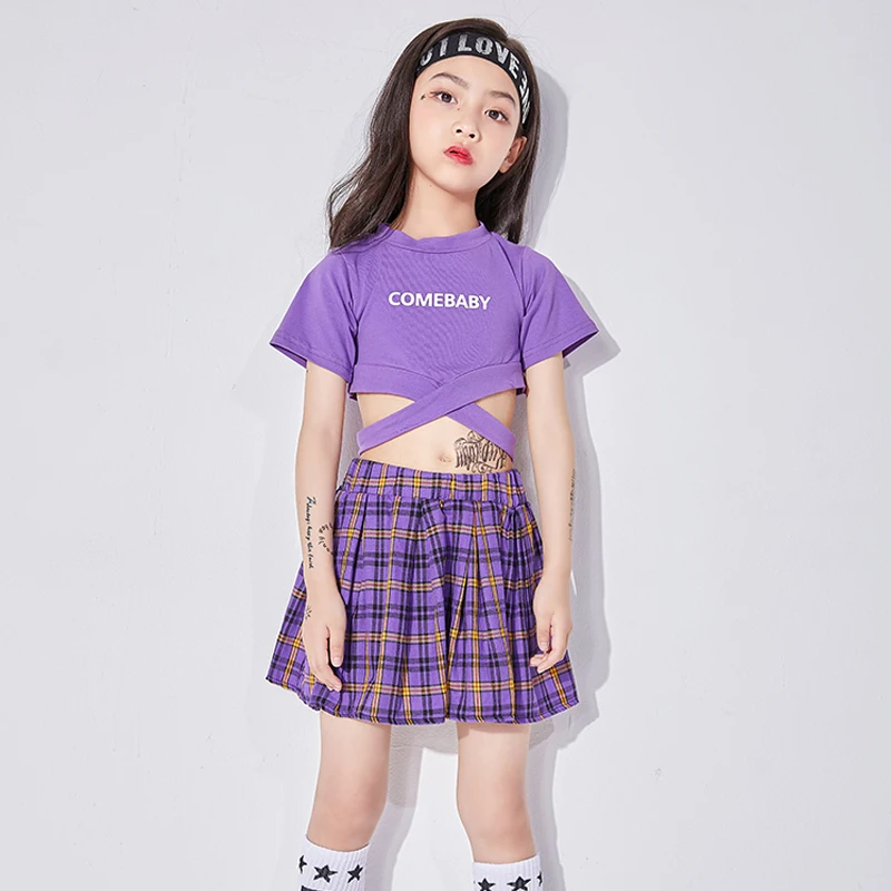 Детская Одежда для танцев в стиле Джаз девочек костюм хип хоп с короткими