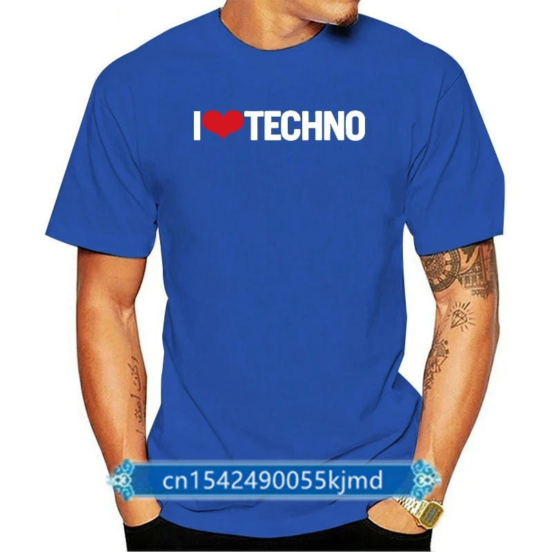 

Printed Casual I Love Techno Tee Shirt Boy Girl Unisex Natural men's Tshirts Crew Neck Short Sleeve Fitted Top Quality