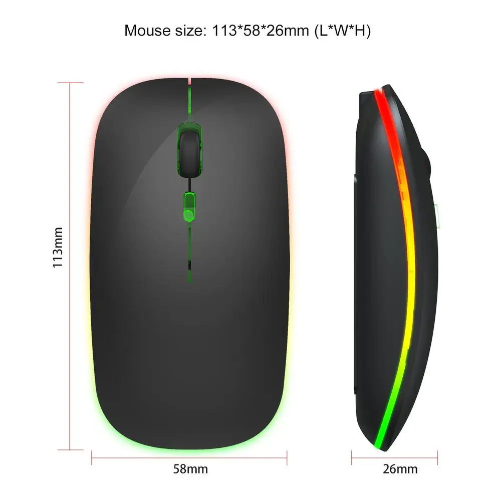 

Wireless Optical Mouse M40 2.4G Colorful Luminous Rechargeable Mute Ultra-thin for PC Notebook Desktop Office
