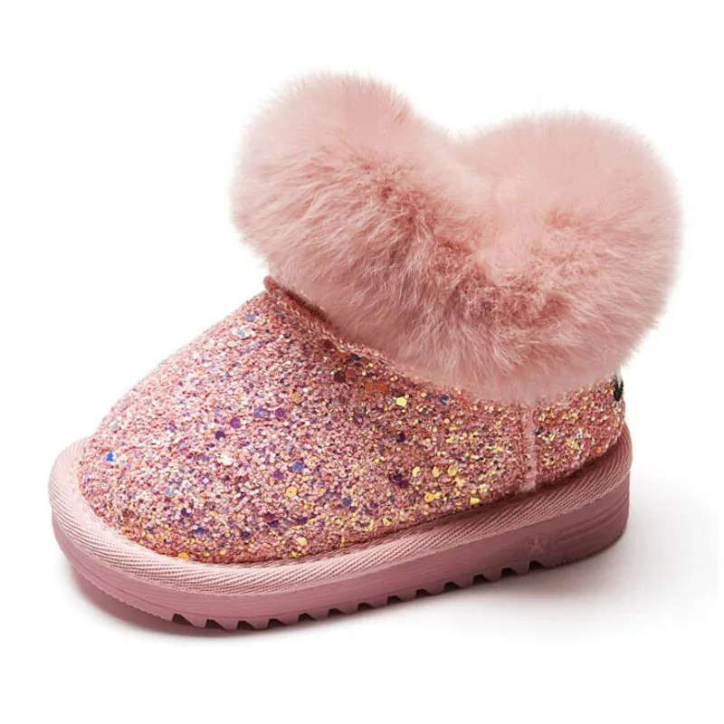 

Winter Warm Fur Baby Snow Boots Thick Plush Bling Kids Princess Shoes Girls Snow Boots Toddler Shoes Children Boots For 1-3 Year